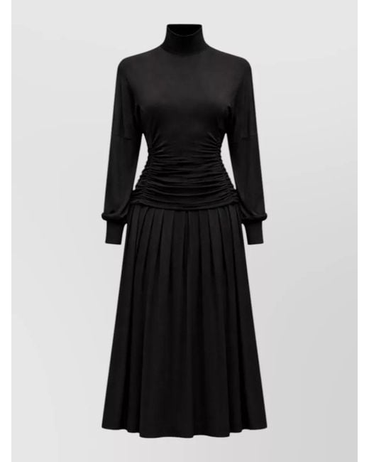 Ganni Black Pleated Midi Dress