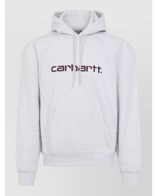Carhartt Blue Cotton Hoodie Relaxed Fit Hood Kangaroo Pocket for men