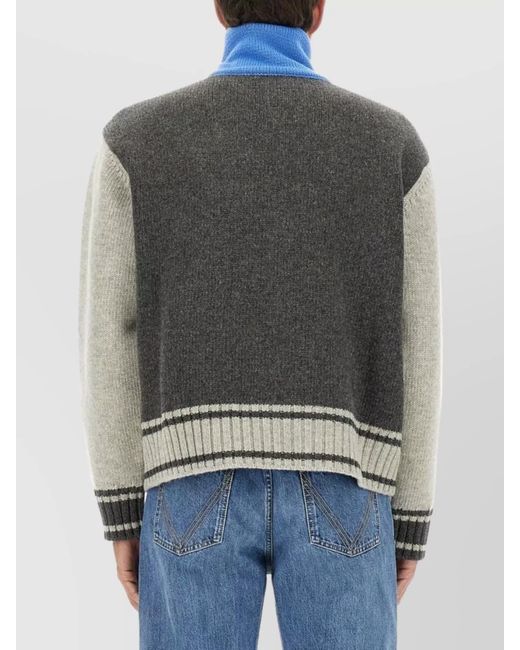 Bottega Veneta Blue Wool Cardigan With Zip for men