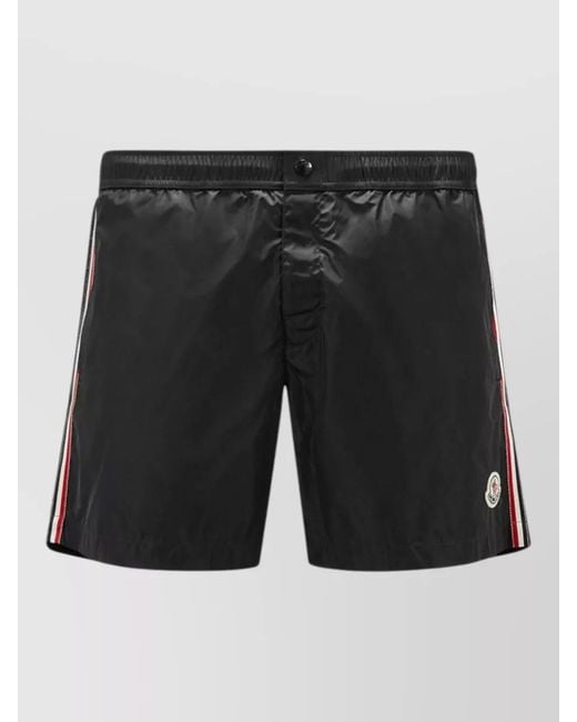 Moncler Black Nylon Swim Shorts for men