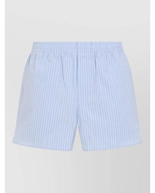 AMI Blue Elasticated Shorts Striped Pattern Back Pocket for men