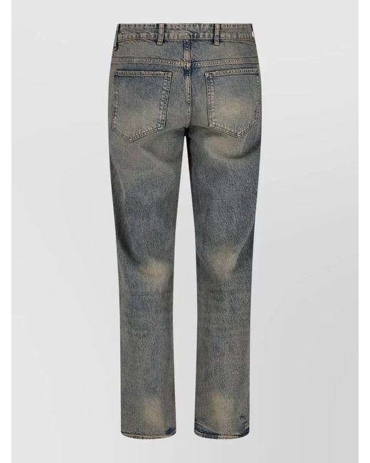 Represent Gray Cotton Straight-Leg Jeans for men