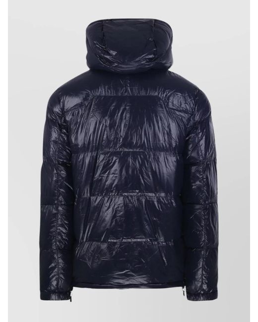 Ralph Lauren Blue Quilted Puffer Jacket With High Collar Hood for men