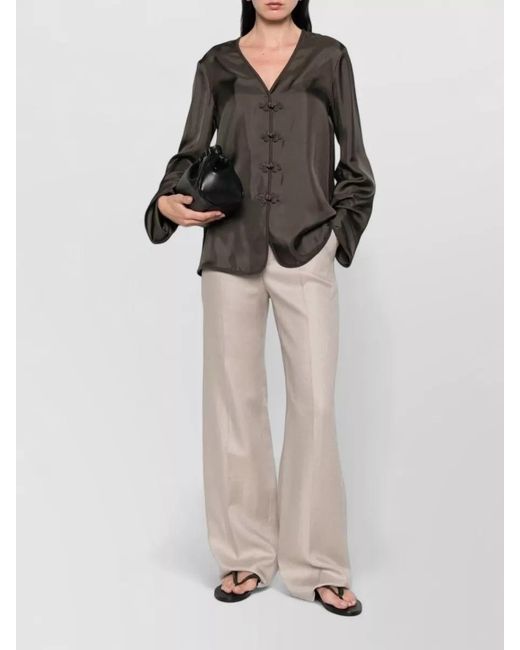 Tagliatore White Linen Trousers High Waist Wide Leg