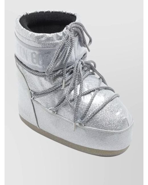 Moon Boot Gray Icon Low Glitter Ankle Snow Boots