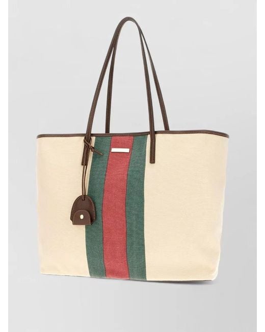 Gucci Natural Canvas Shopping Tote Bag Dual Handles