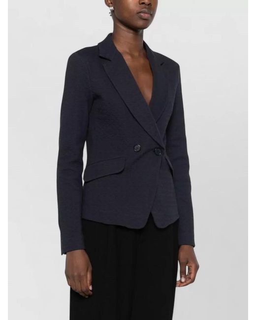 Emporio Armani Blue Textured Single-Breasted Suit Jacket