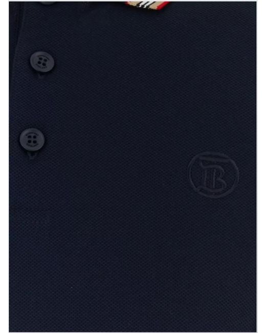 Burberry Blue Cotton Piqué Polo Shirt for men