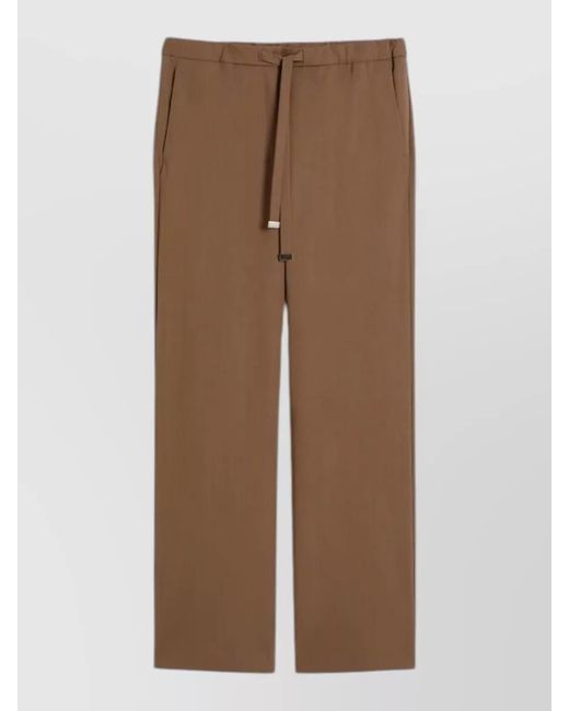 Max Mara Brown Virgin Wool Belted Wide Leg Pants