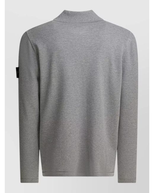 Stone Island Gray Cotton Long-Sleeve Polo Shirt for men