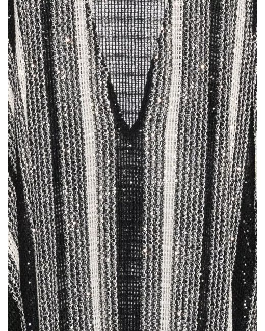 Missoni Gray Long Striped Cotton Blend Beach Dress