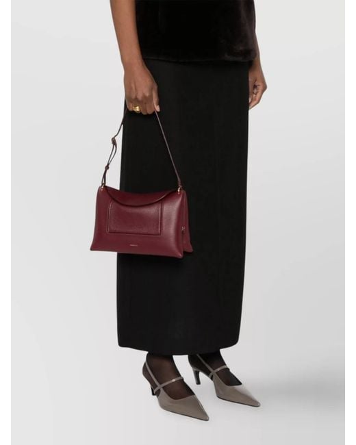 Wandler Purple Shoulder Bags With Adjustable Strap And Front Pocket
