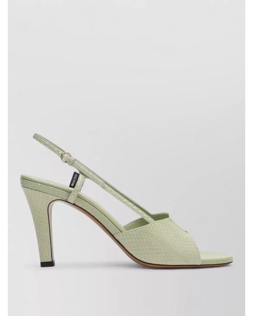 Miu Miu Green Peep Toe Pumps Textured Finish Design