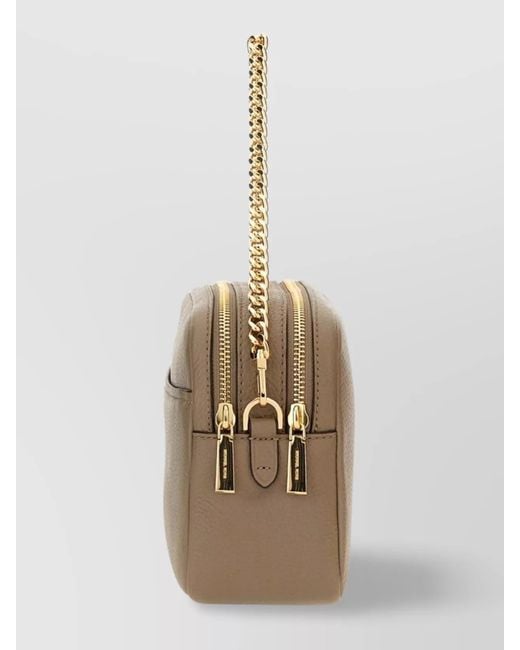 Michael Kors Natural "Bryant" Cross-Body Bag With Adjustable Strap And Chain Handle