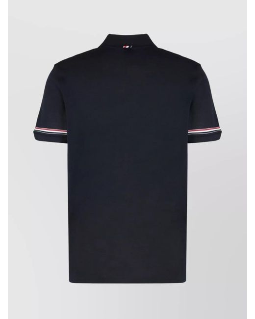 Thom Browne Blue Cotton Short-Sleeve Polo Shirt for men
