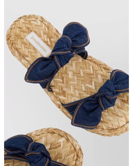 Zimmermann Blue Carousel Sandals Denim Straps Bow Detail