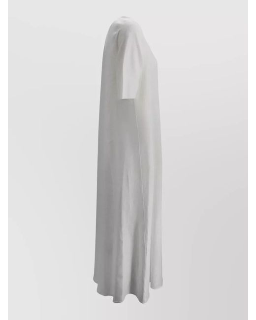 Whyci Gray Linen V Neck Long Summer Dress