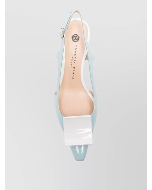 Roberto Festa White Slingback Pumps Patent Kitten Heel Pointed Toe
