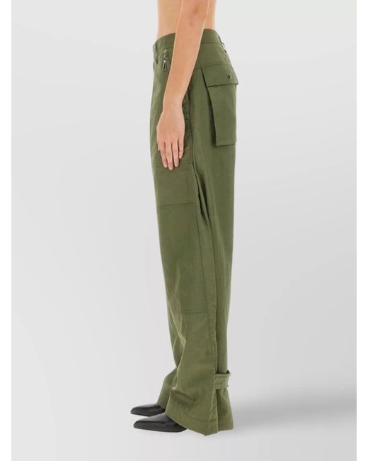 Rabanne Green Pleated Cargo Trousers