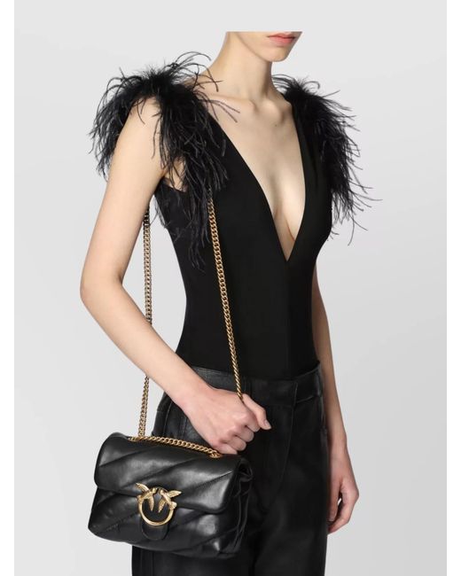 Pinko Black Love Mini Puff Leather Crossbody Bag