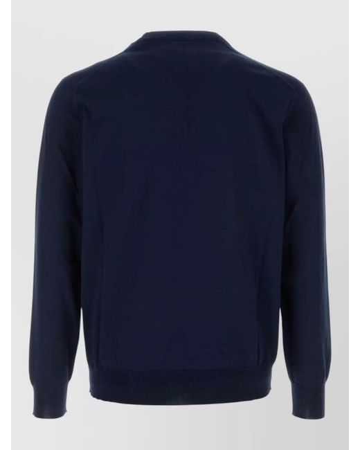 Prada Blue Cotton Slim-Fit V-Neck Sweater for men
