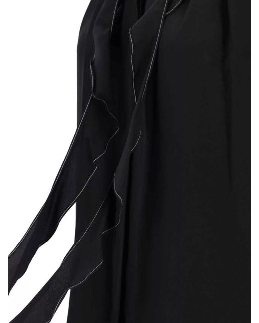 Victoria Beckham Blue Silk Ruffle Blouse