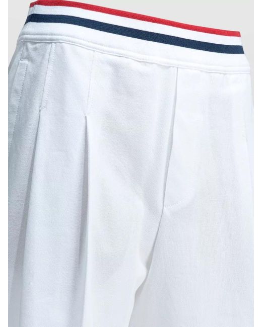 Brunello Cucinelli White Tailored Shorts Pleats Elastic Waist Back Pockets