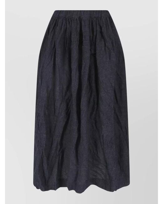 Daniela Gregis Blue Wool Midi Skirt Full Silhouette