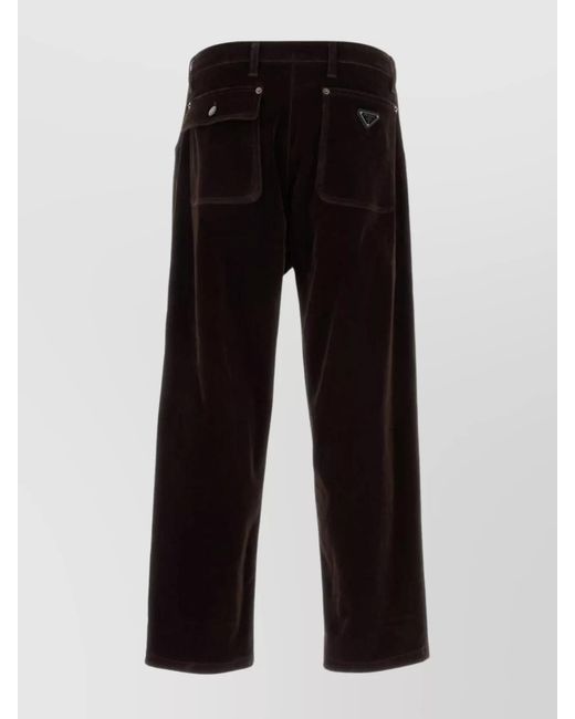 Prada Black Velvet Straight-Leg Trousers for men