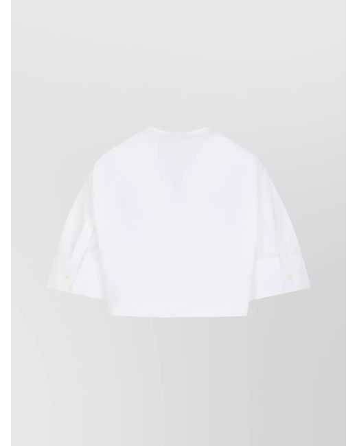 Givenchy White Cropped Cotton Short-Sleeve Shirt