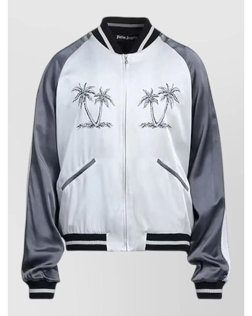Palm Angels Gray Acetate Bomber Jacket for men