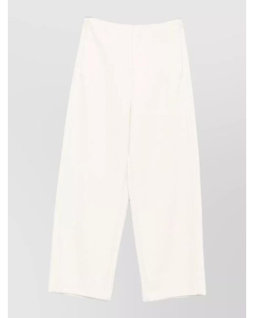 Max Mara White Cropped Wide-Leg Trousers