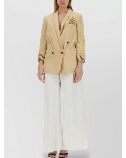 Alysi White Oversize Double Breasted Jacket Notch Lapel