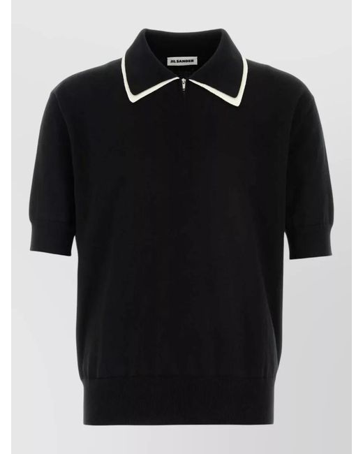 Jil Sander Black Cotton Polo Shirt for men