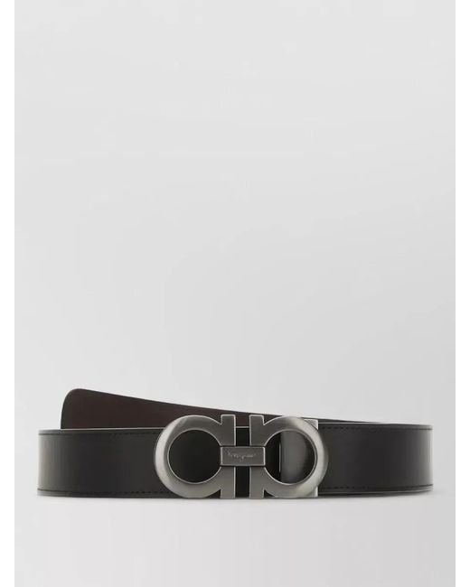 Ferragamo White Reversible Leather Belt Adjustable Length for men