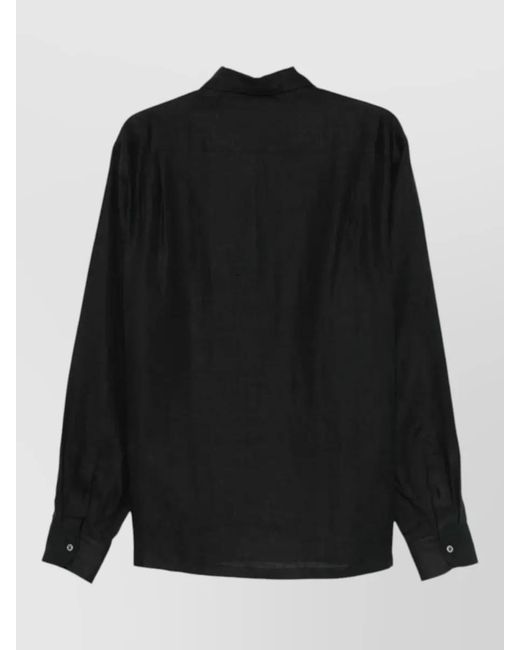 Lardini Black Linen Shirt Regular Fit Chest Pocket for men