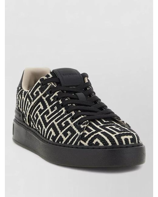 Balmain Black Monogram Low-Top Sneakers for men
