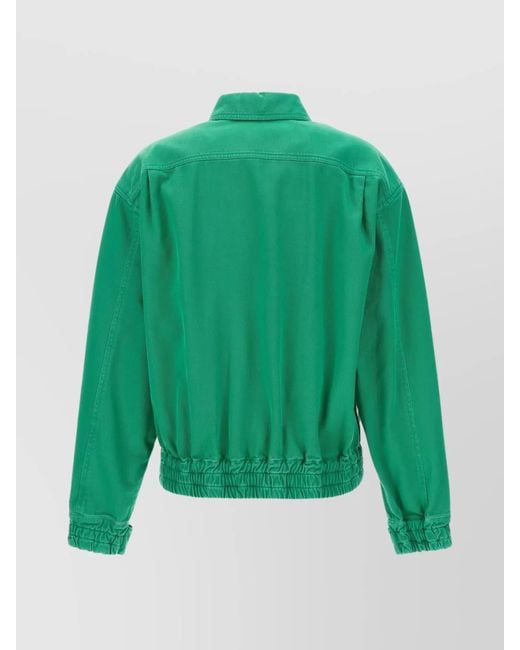 Max Mara Green Cotton Cropped Bomber Jacket
