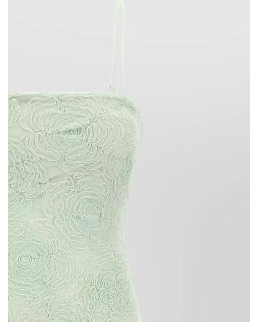 ROTATE BIRGER CHRISTENSEN Green Floral Mesh Midi Dress Flared Hem