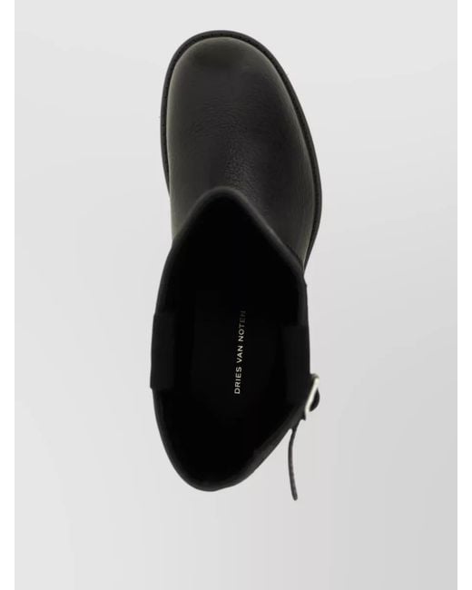 Dries Van Noten Black Leather Biker Boots for men