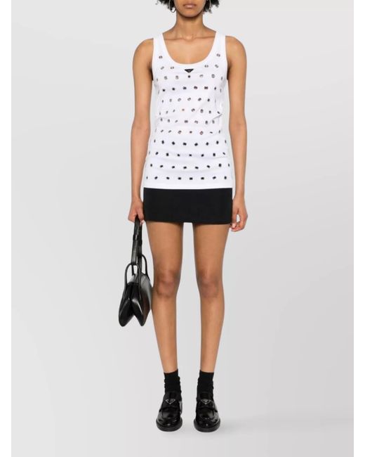 Prada White Cotton Sleeveless Tank Top