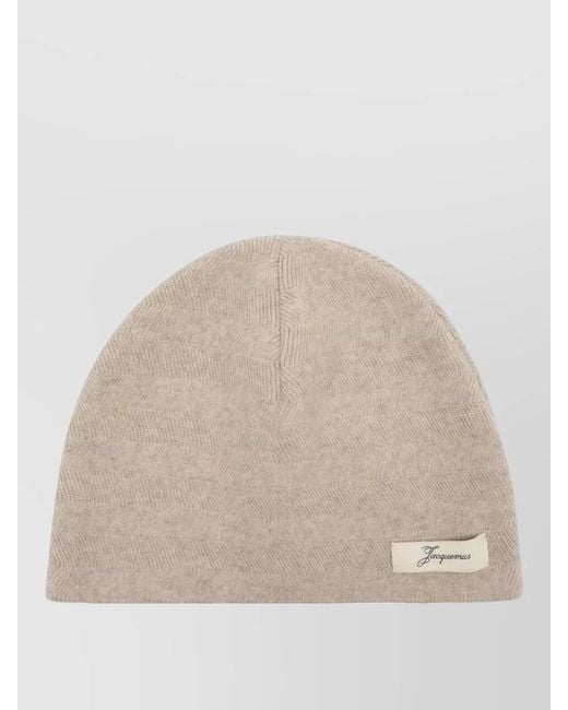 Jacquemus Natural Le Bonnet Chevron Wool Ribbed Hat