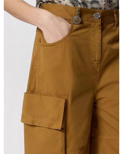 Pinko Natural Albareto Bermuda High Waist Cargo Shorts