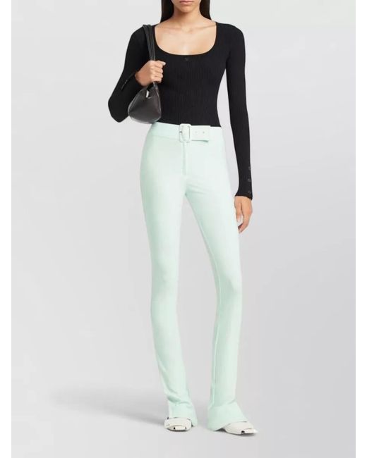 Courreges Black Long Sleeve Scoop Neck Ribbed Top