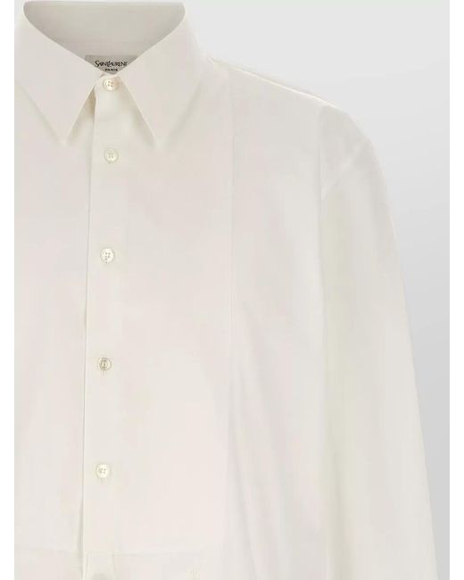 Saint Laurent White Cotton Plastron Shirt for men