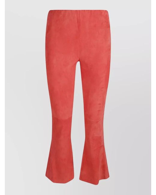 Via Masini 80 Blue Cropped Suede Trousers Flared Cut Back Pockets