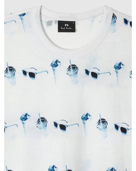 Paul Smith Gray Cotton T Shirt Ice Cream Sunglasses Print for men