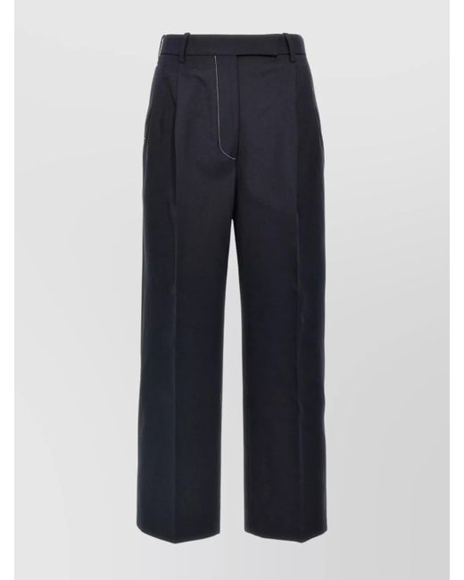 Thom Browne Blue Wool Trousers With Front Pleats And Pockets