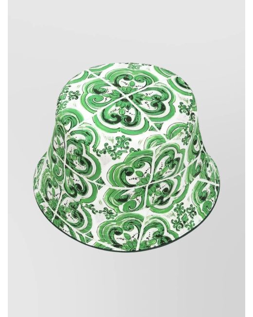 Dolce & Gabbana Green Printed Bucket Hat for men