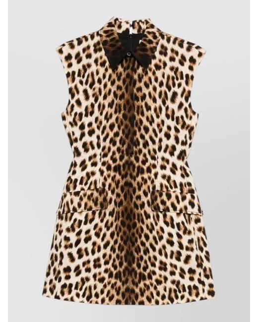 Sportmax Multicolor Animal Print Mini Dress Bow Pockets
